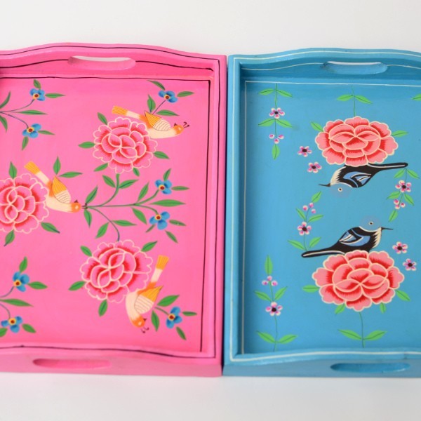 wooden tray, painted