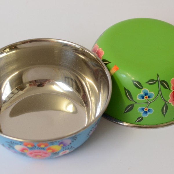 Stainless Steel bowl painted with foot