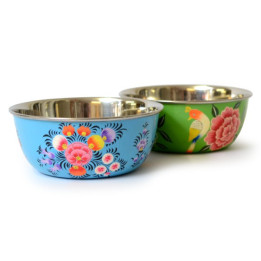 Stainless Steel bowl painted with foot
