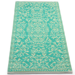 plastic carpet 60x120 cm floral, turquoise