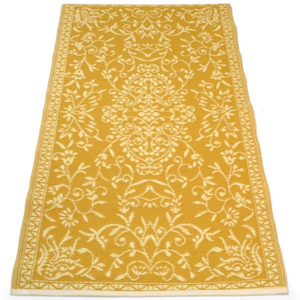 Plastik- Teppich 90x180 cm gerollt floral, gelb
