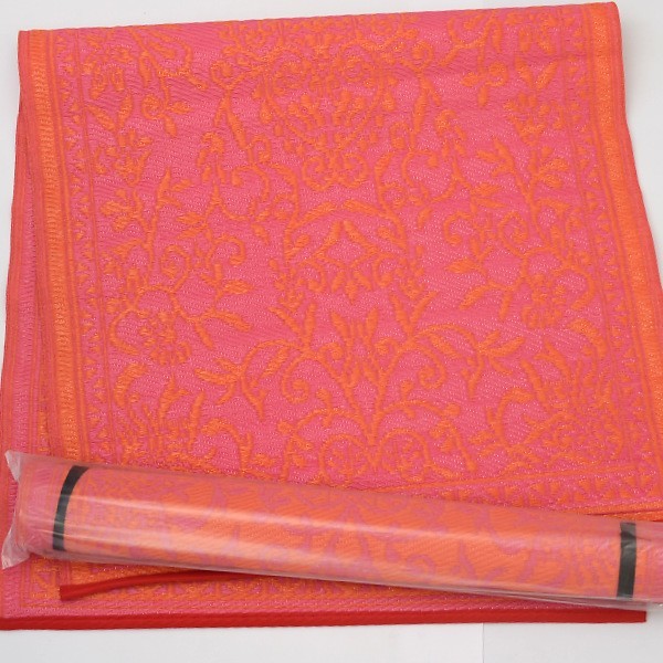 Plastik- Teppich 90x180 cm gerollt floral, pink/orange