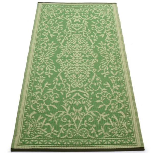 Plastik- Teppich 90x180 cm gerollt floral, grün