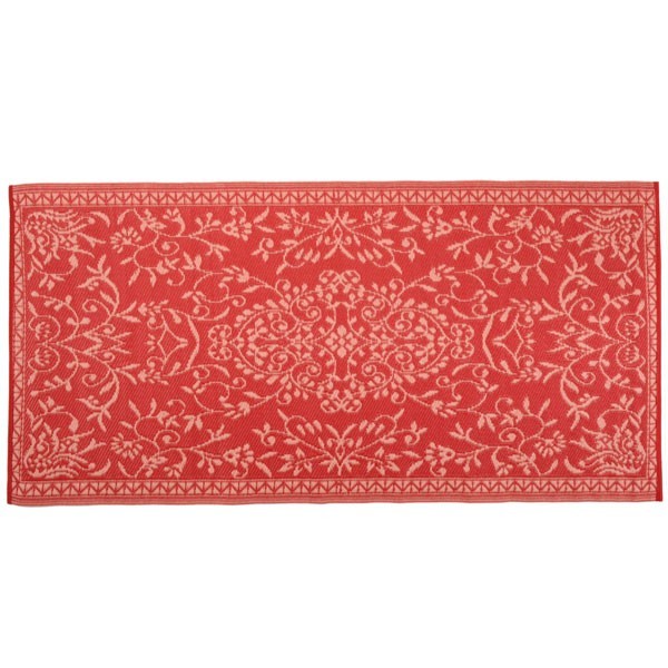 Plastik- Teppich 90x180 cm gerollt floral, rot/pink