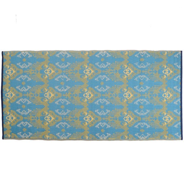 plastic carpet 90x180 cm Ikat floral, blue