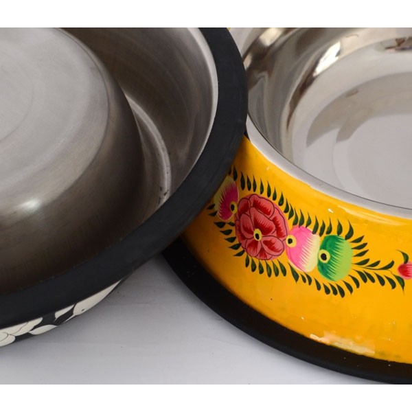 dog bowl, painted