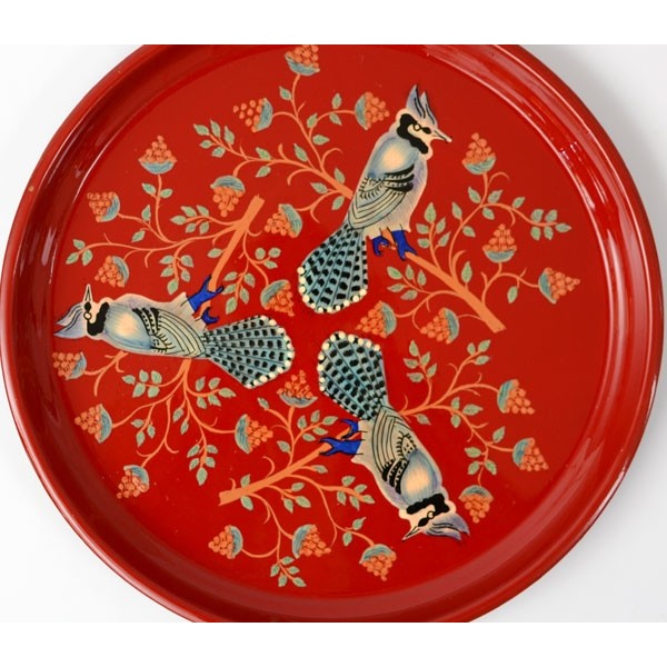 tray round painted, L