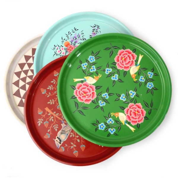 tray round painted, S