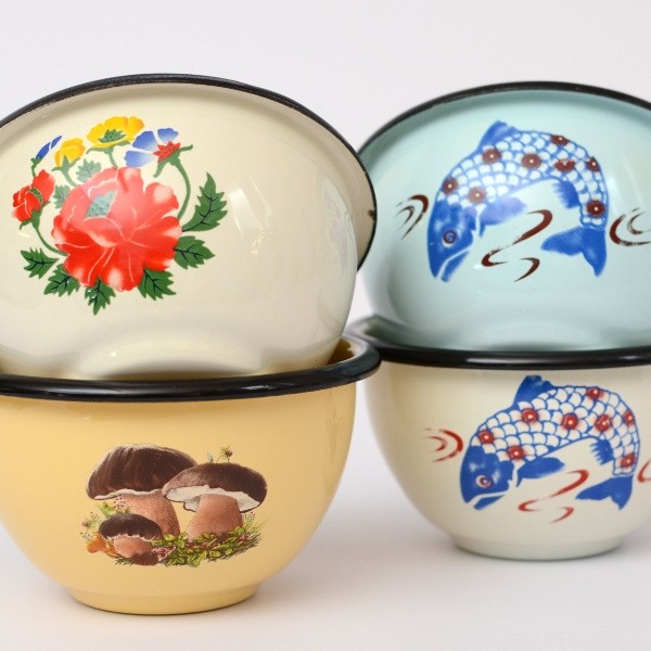 enamel bowl with decor, 10cm
