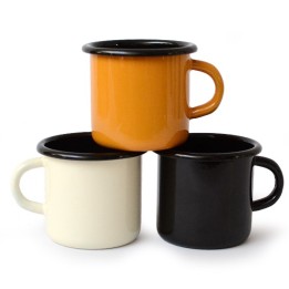 6 St. Emaille- Tasse 0,4l, innen schwarz