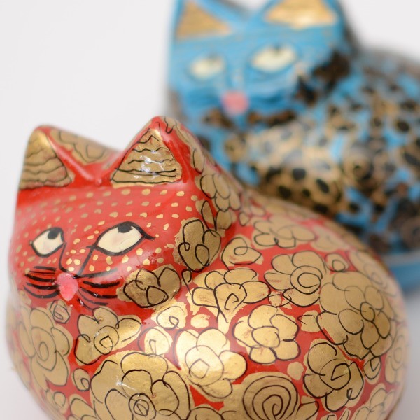 Katzen- Kiste, bemalt